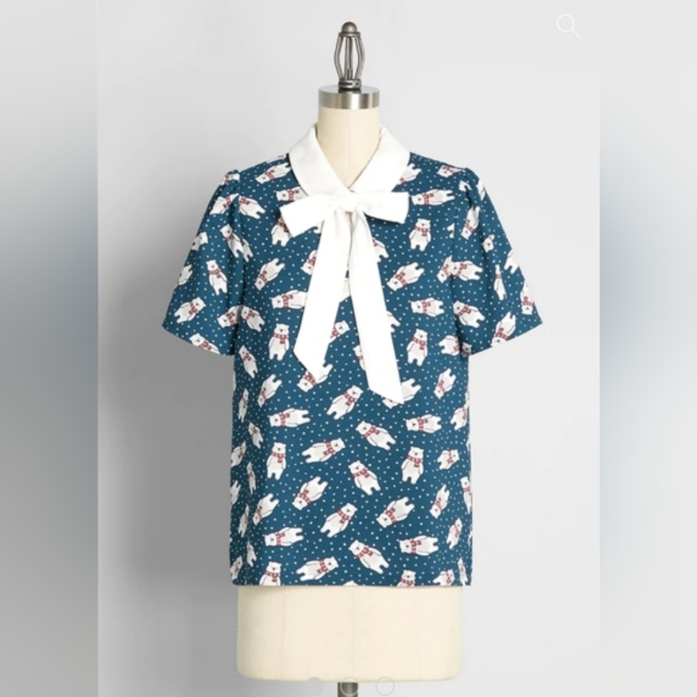 NWT Modcloth Positive First Impressions Tie-Neck Blouse